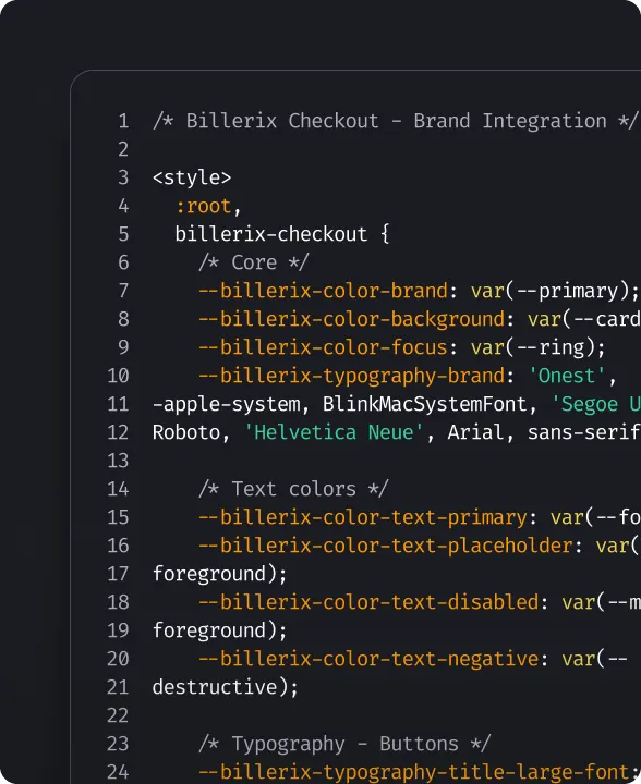 Code editor with CSS customization for checkout branding